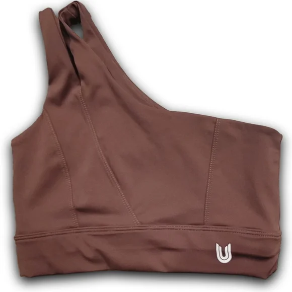 One Shoulder Brown Sports Bra for Women size Small - Picture 1 of 5